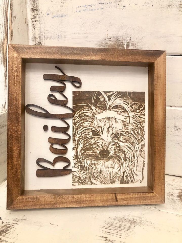 Dog Portrait - Engraved Pet Portrait Sign - Farmhouse Pet Portrait 3D Sign - Pet Memorial Portrait - Pet Memorial - Dog Mama Gift -