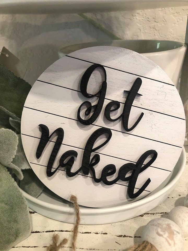 Farmhouse Bathroom Tiered Tray Decor - Pirate Mermaid Bathroom Sign - Get Naked Sign - Bathroom Tiered Tray Decor - Farmhouse Mermaids