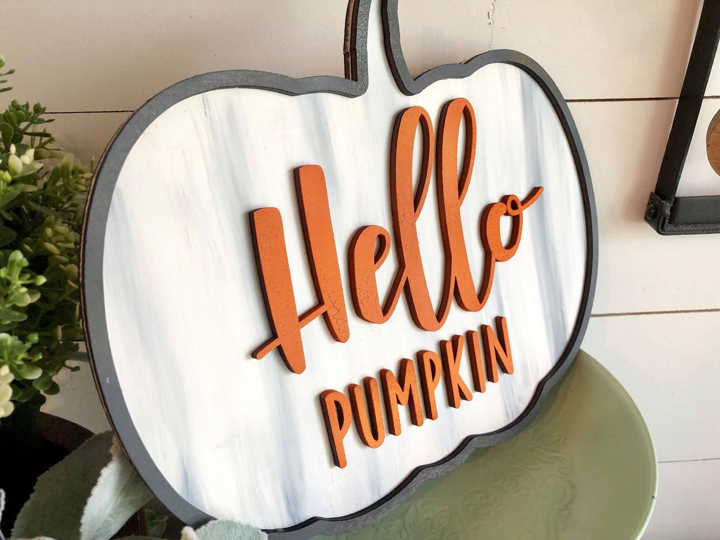 Hello Pumpkin 3D Sign - 3D Fall Sign - 3D Farmhouse Fall Sign - 3D Hello Pumpkin Sign - Pumpkin Sign - Farmhouse Decor