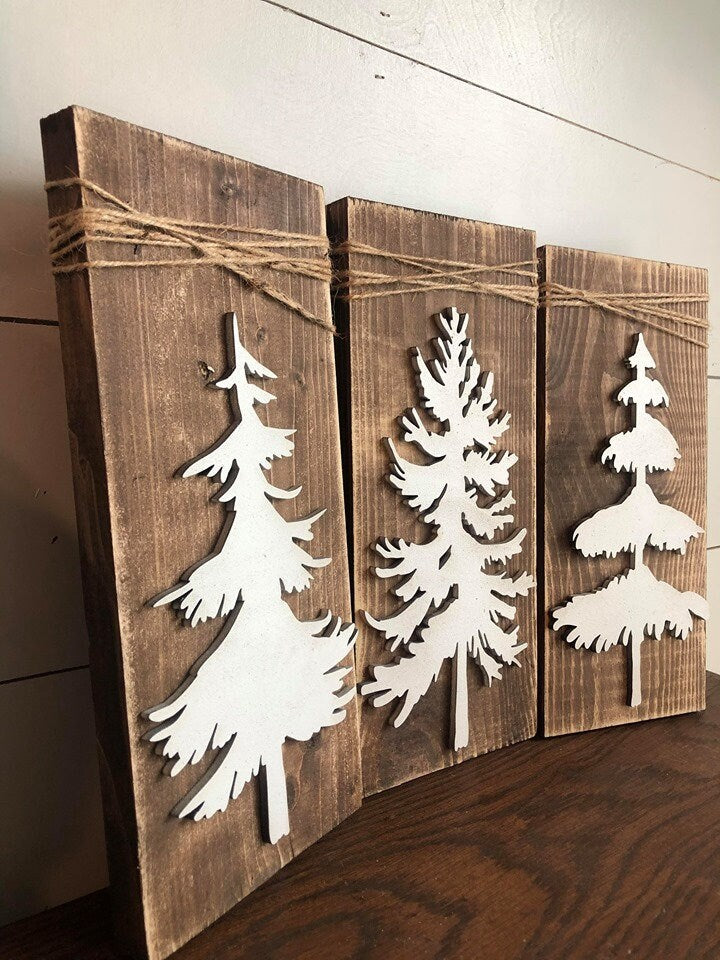 Rustic Winter Decor, Pine Tree Decor, Forest Wall Art, Entryway Decor, Rustic Christmas Decor