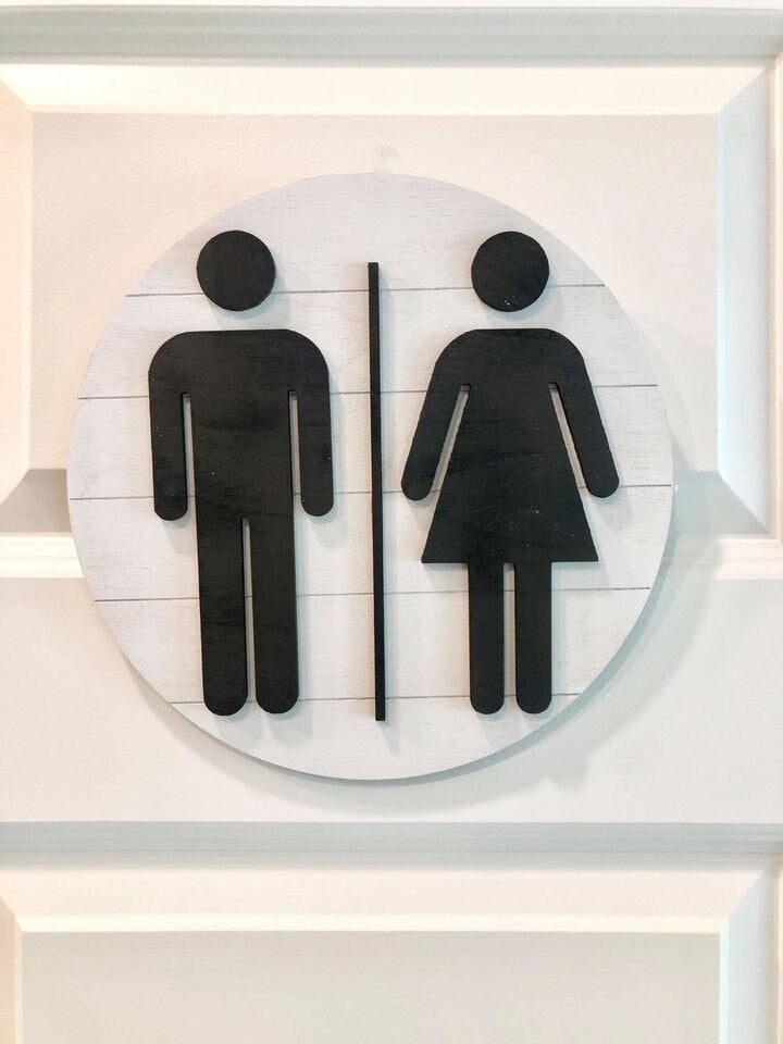 Boy|Girl Shiplap Restroom Door Sign - Round Shiplap Bathroom Sign - 3D Restroom Door Sign - Farmhouse Bathroom - 3D Boy Girl Sign