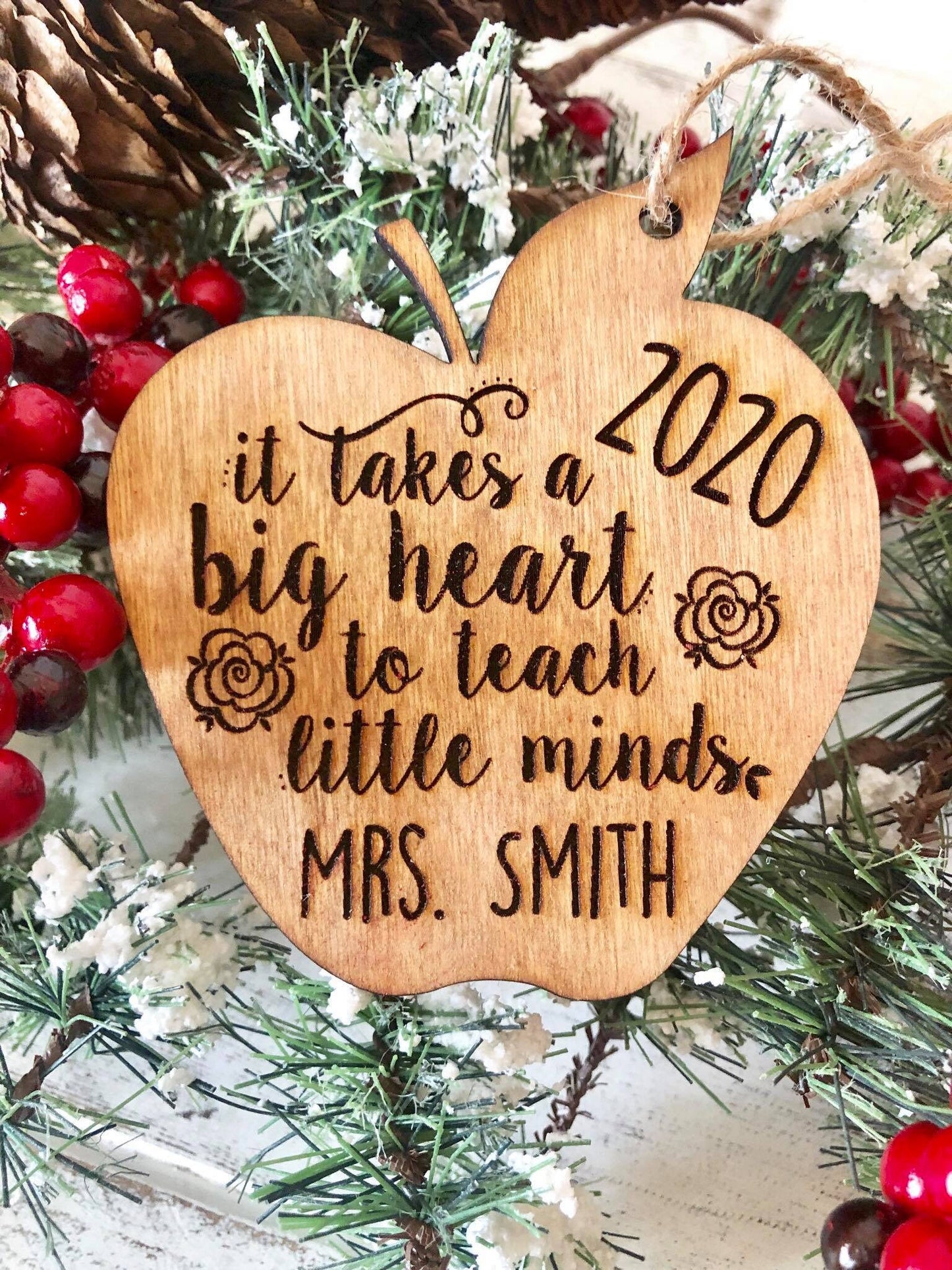 It takes a big heart to shape little minds, Teacher Ornament, Teacher Christmas Gifts, Personalized Teacher Ornament
