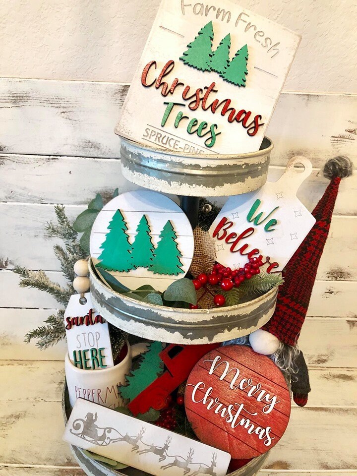 Christmas truck / Christmas tree sign / Christmas signs / 3D signs / merry Christmas/ tiered tray Decor / farmhouse trucks/ coffee bar