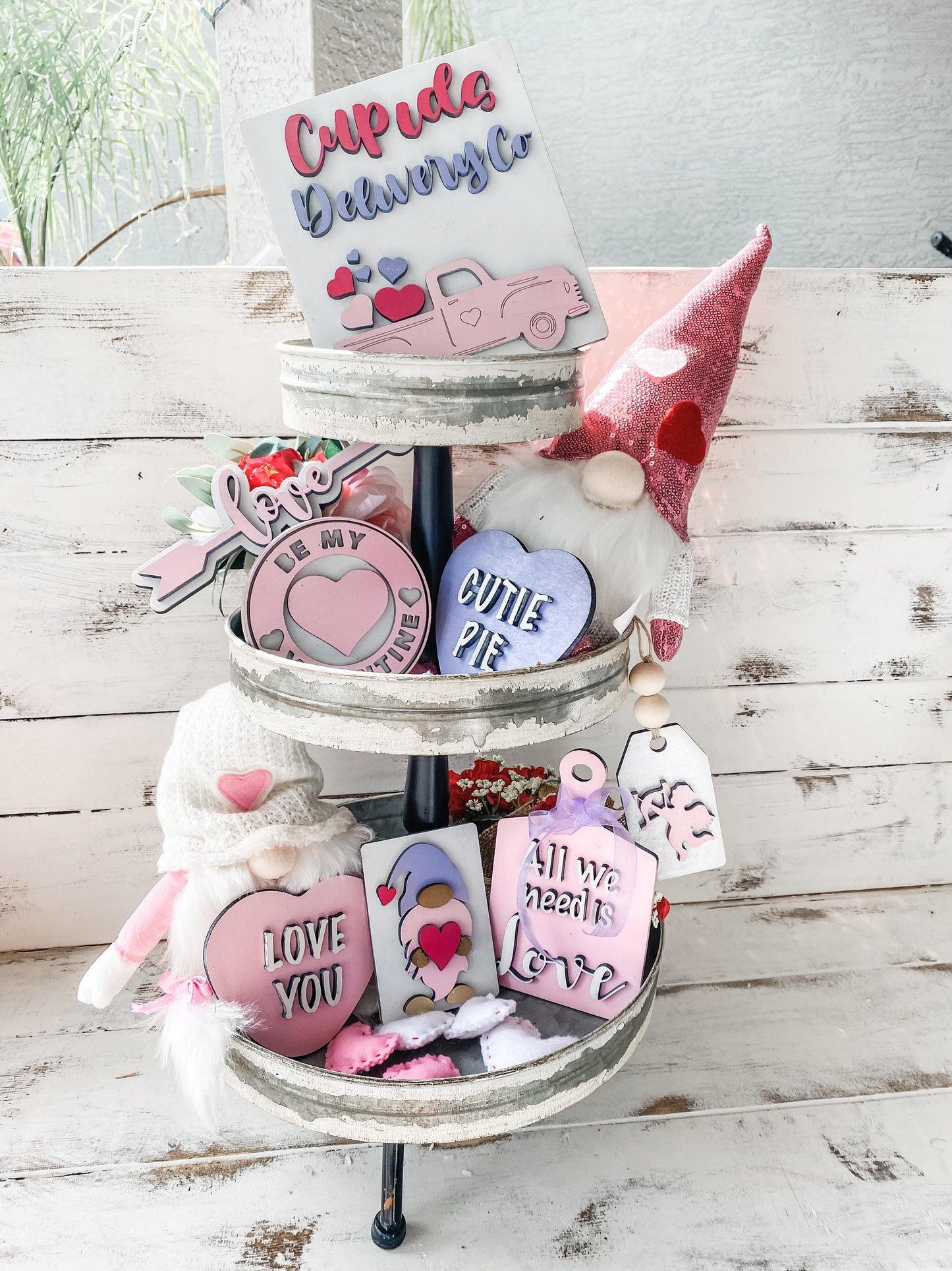 Valentines Tiered Tray Decor - Tiered Tray Valentines Signs - Conversation Heart Signs - Cupids Delivery Co - 3D Tiered Tray Signs - Cupid