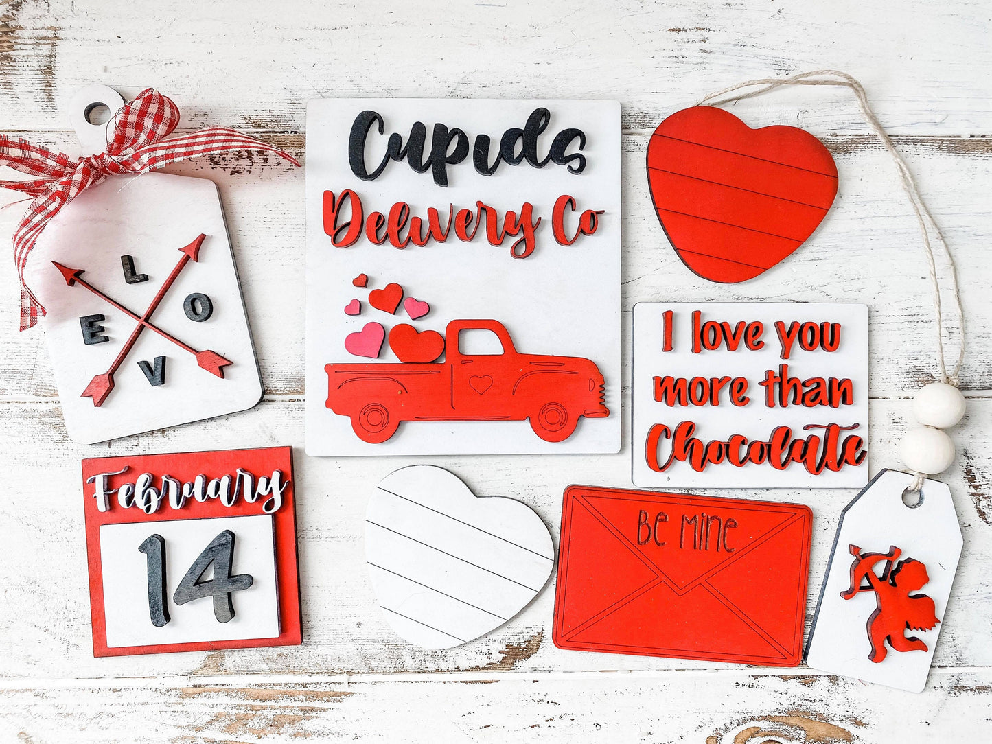Cupids Delivery Co - Valentines Day Tiered Tray Decor - Valentines Tiered Tray Signs - 3D Valentines Day Signs - Love Signs - Valentines