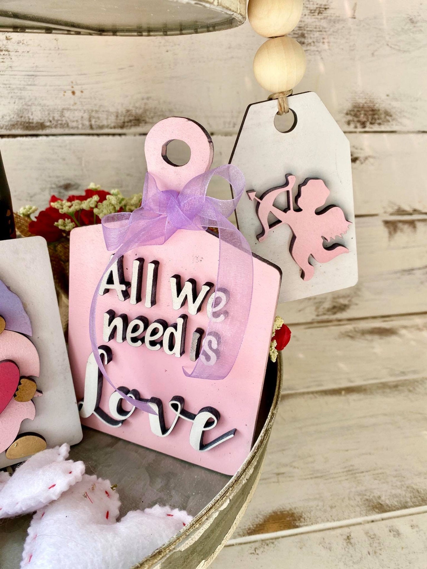 Valentines Tiered Tray Decor - Tiered Tray Valentines Signs - Conversation Heart Signs - Cupids Delivery Co - 3D Tiered Tray Signs - Cupid