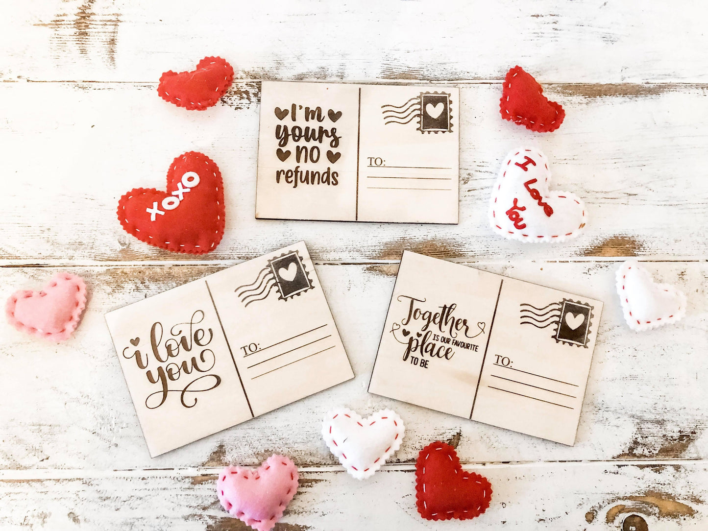 Valentine Wood Postcard - Valentines Postcard for Hubby - Wood Engraved Gift for Hubby - Personalized with your name - Valentines Gifts him
