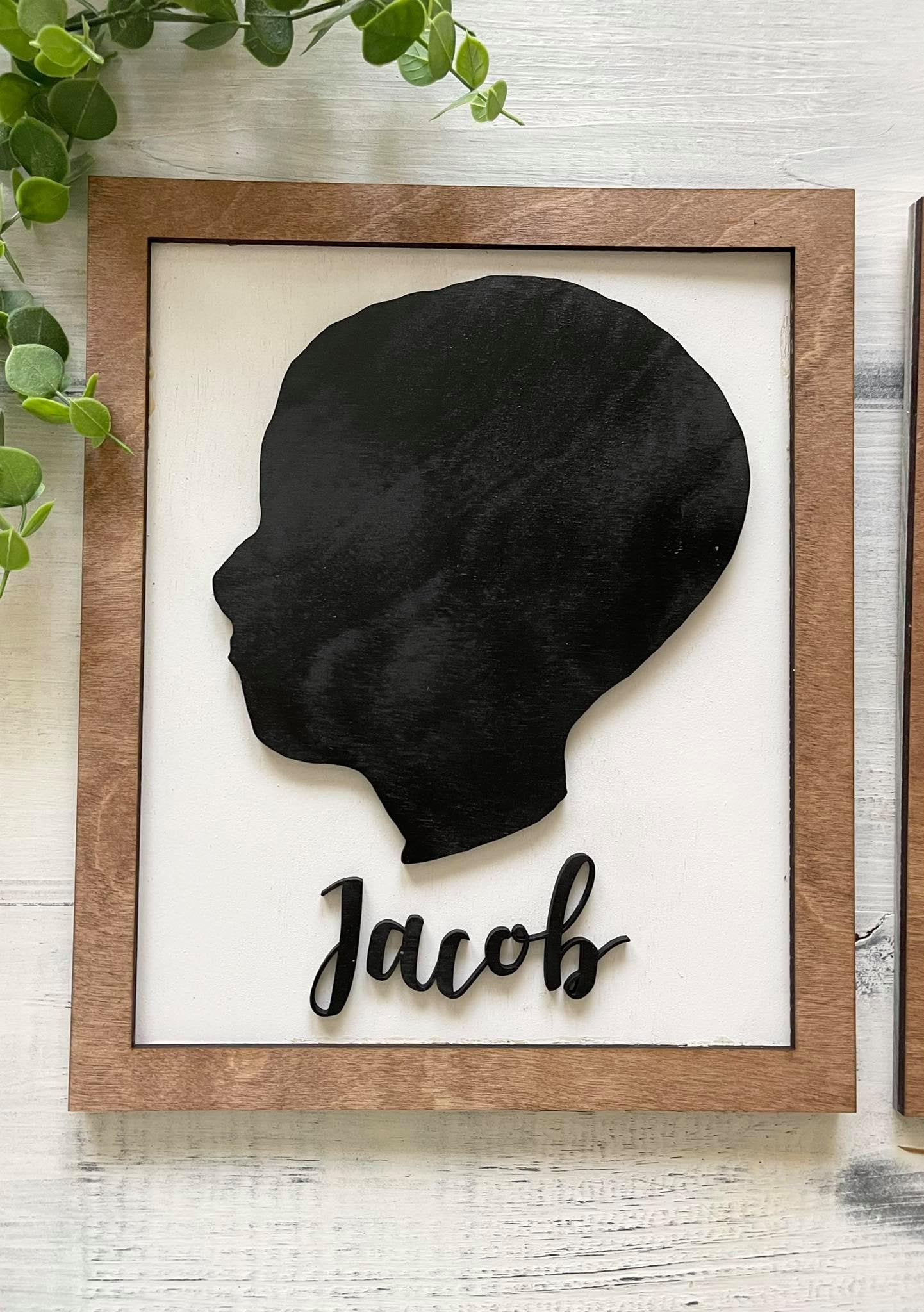 Custom Silhouette Portrait, Childrens Silhouette portrait 3D Sign - Personalized Children's portrait hanging Sign, Gifts for Mom, Children
