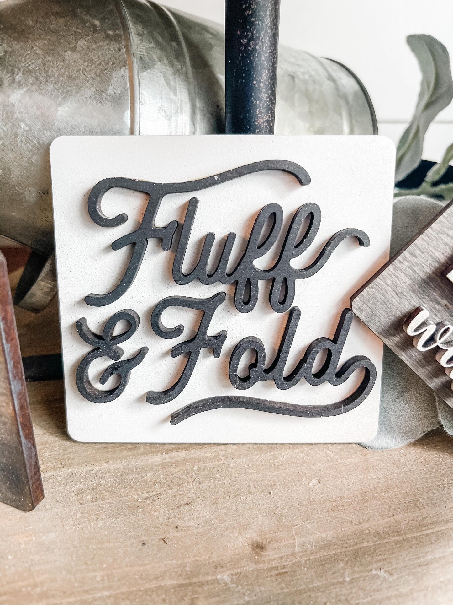 Laundry Tiered Tray Signs - Laundry Co Signs - Laundry Room Tiered Tray - Wash Fold Tags - Fluff and Fold Sign - Farmhouse Laundry Room