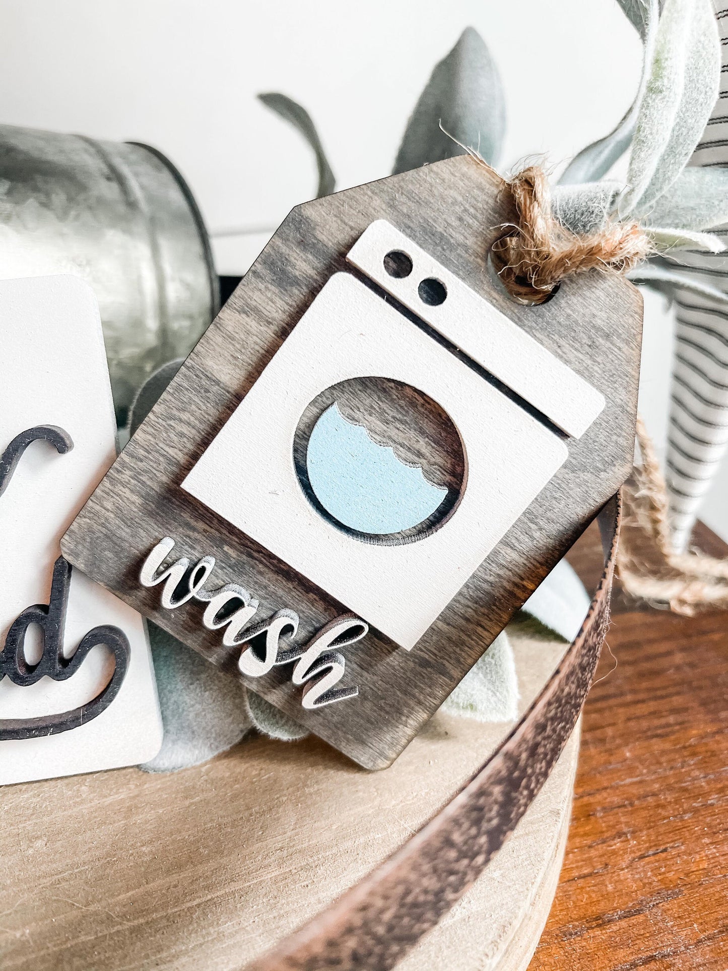 Laundry Tiered Tray Signs - Laundry Co Signs - Laundry Room Tiered Tray - Wash Fold Tags - Fluff and Fold Sign - Farmhouse Laundry Room
