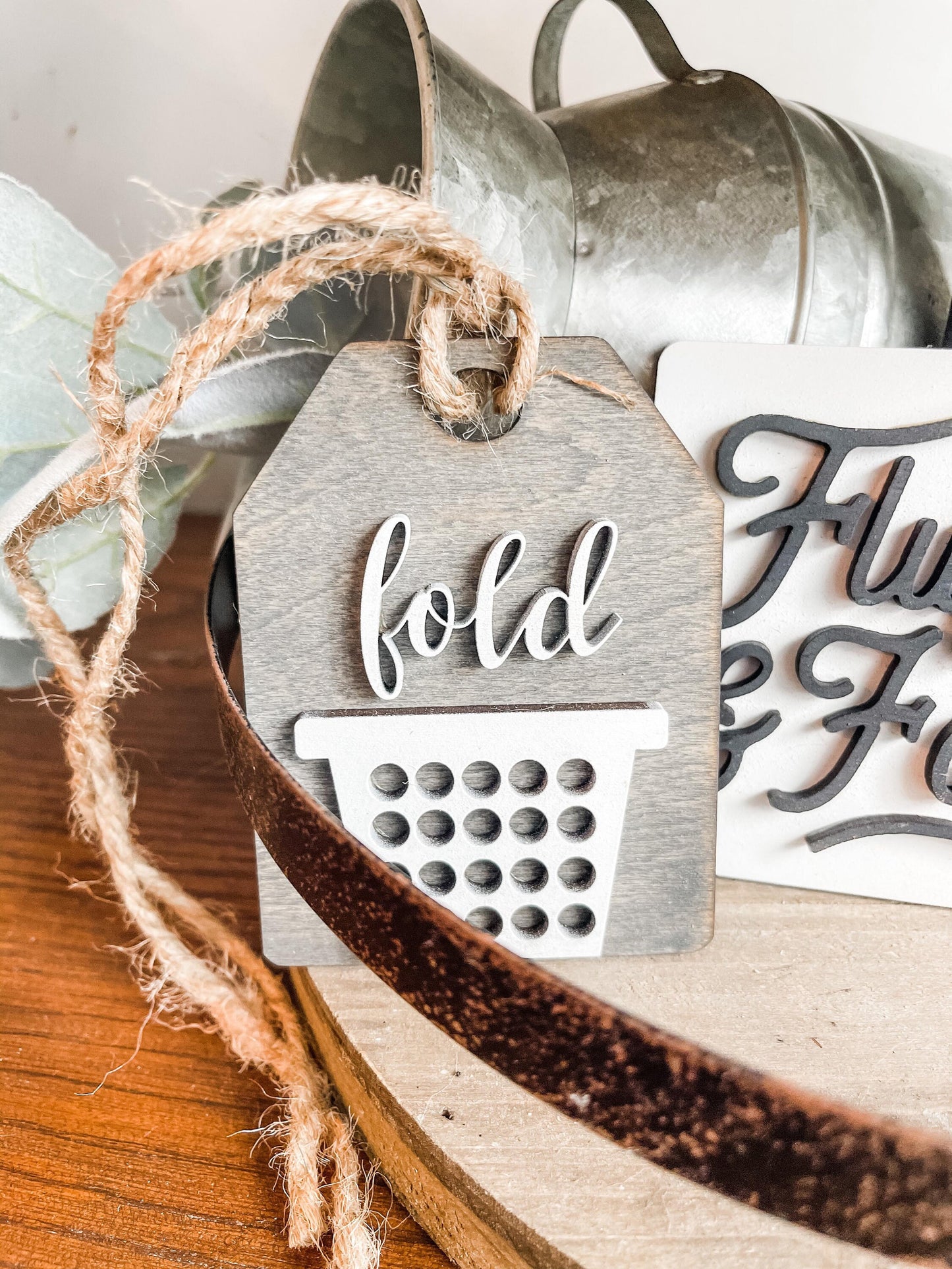 Laundry Tiered Tray Signs - Laundry Co Signs - Laundry Room Tiered Tray - Wash Fold Tags - Fluff and Fold Sign - Farmhouse Laundry Room