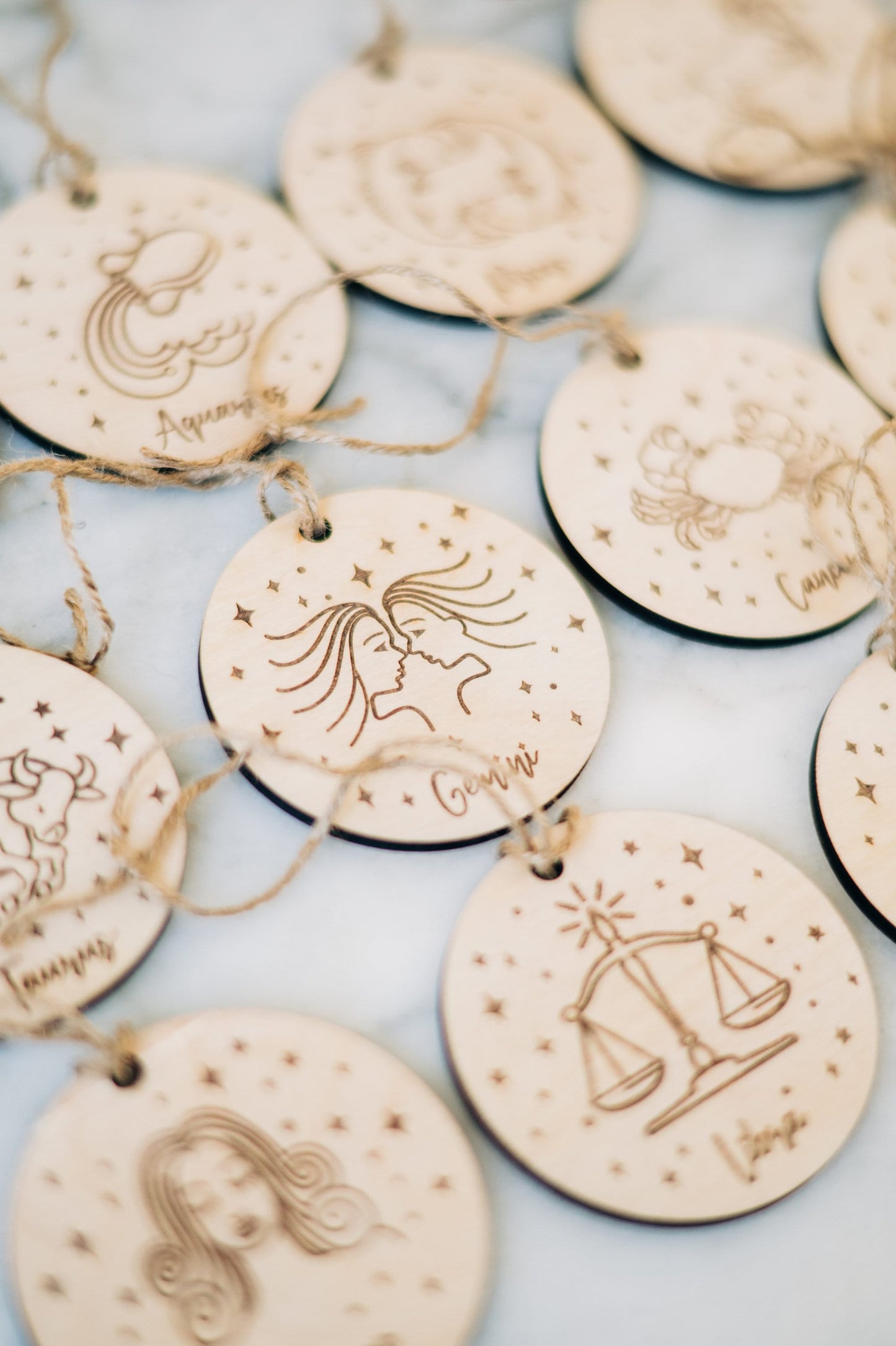 Astrology Ornaments - Astrology Gifts - Natural Wooden Astrology Ornaments - Ornaments for Astrology Lover - Mystical Gifts - Witchy Gifts