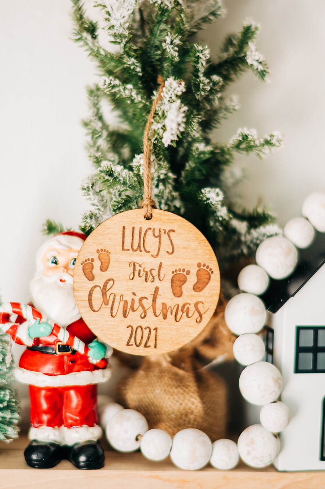 Baby's First Christmas Ornament - Laser Engraved Wood Ornament - Personalized First Christmas Ornament