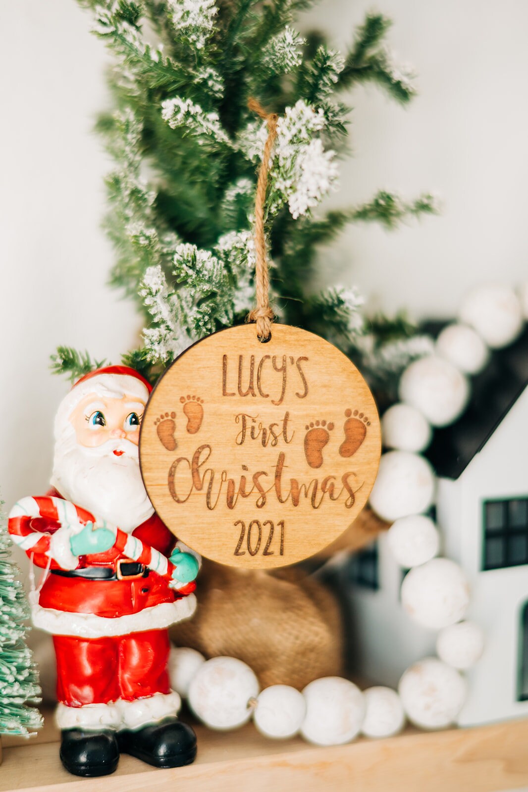 Baby's First Christmas Ornament - Laser Engraved Wood Ornament - Personalized First Christmas Ornament