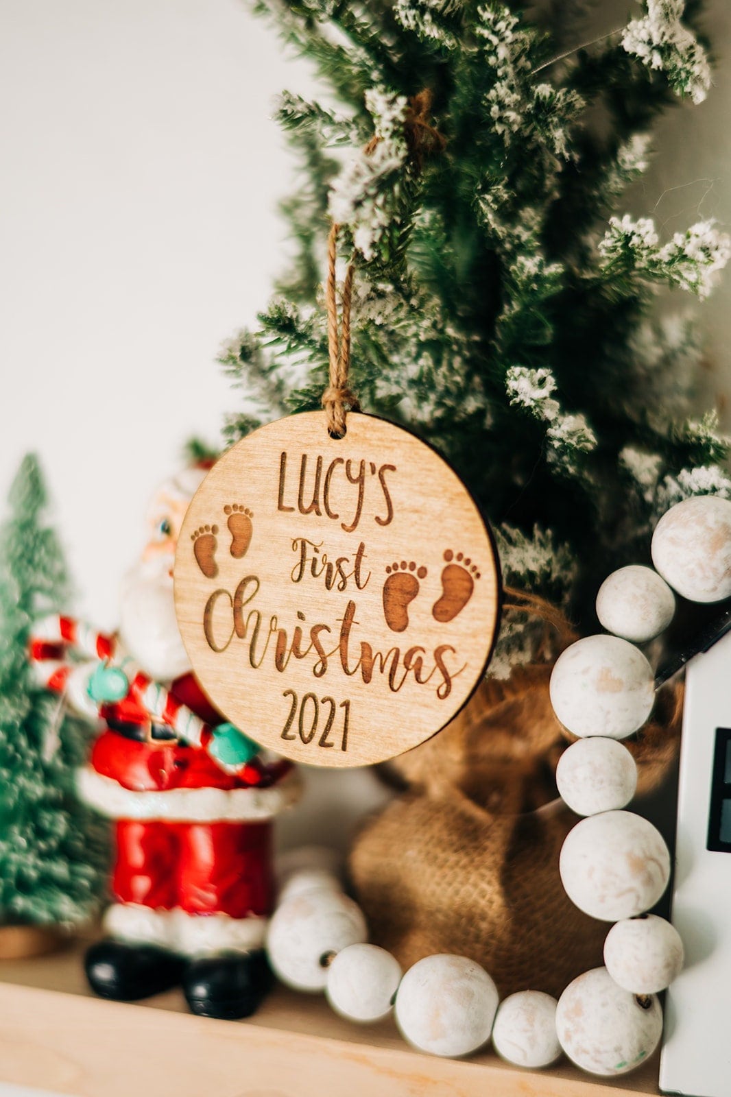 Baby's First Christmas Ornament - Laser Engraved Wood Ornament - Personalized First Christmas Ornament