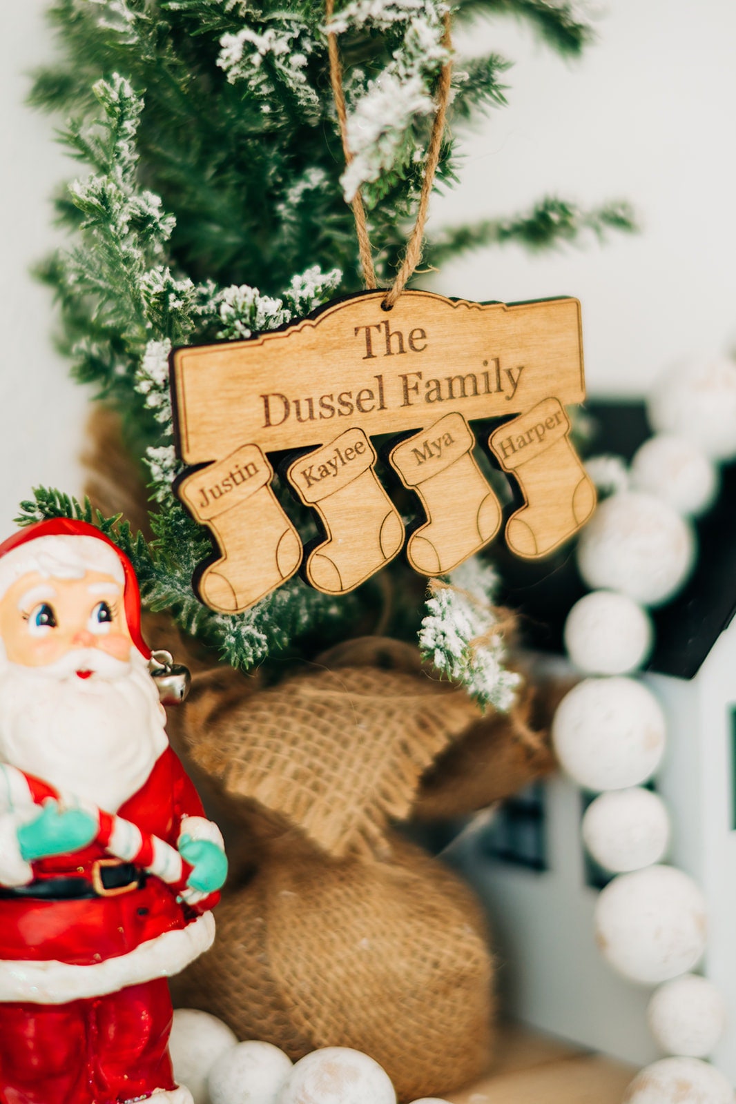 Family Stocking Ornament - Christmas Family Ornament 2020 - Engraved Wood Christmas Ornament 2020