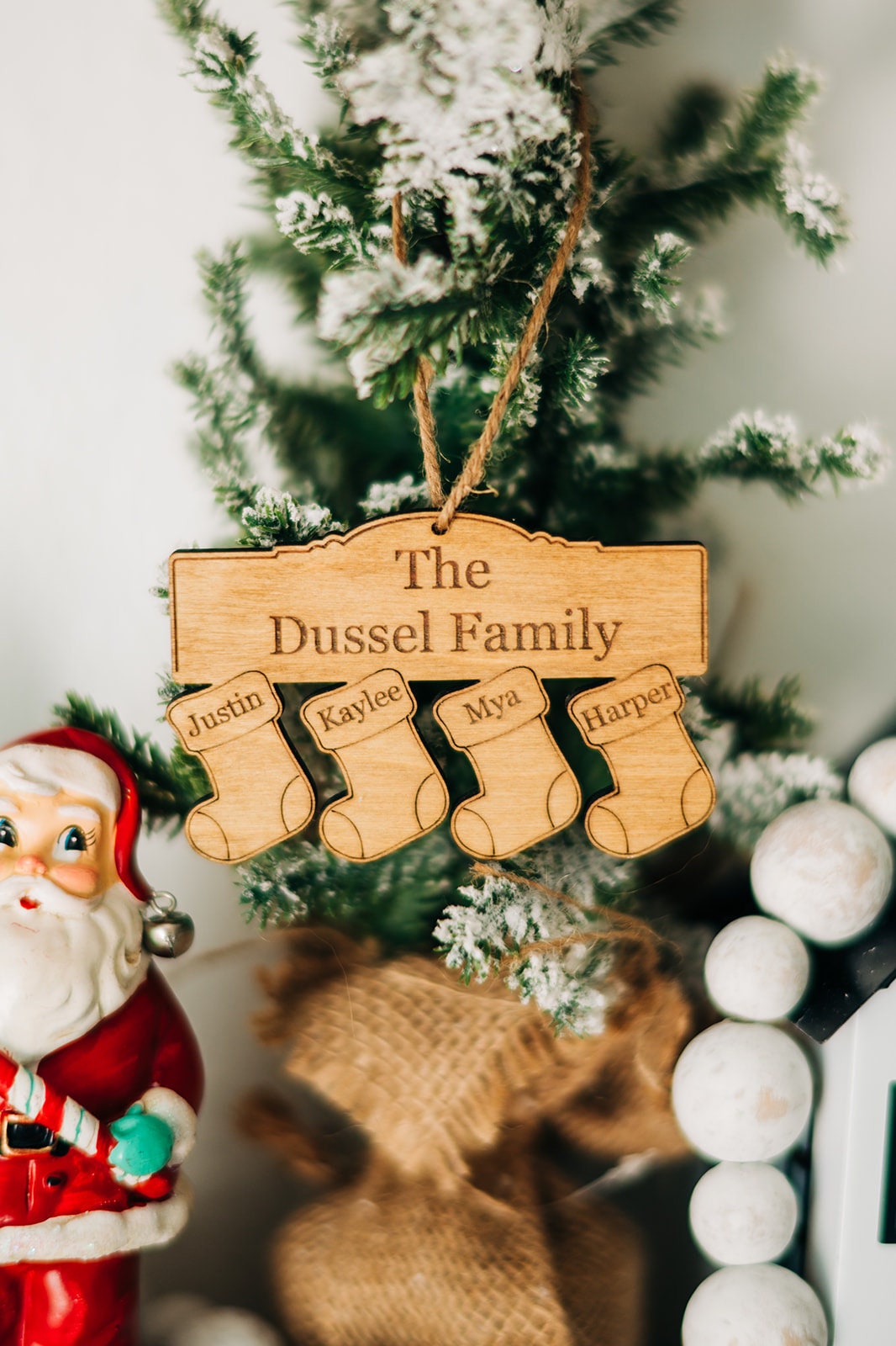 Family Stocking Ornament - Christmas Family Ornament 2020 - Engraved Wood Christmas Ornament 2020