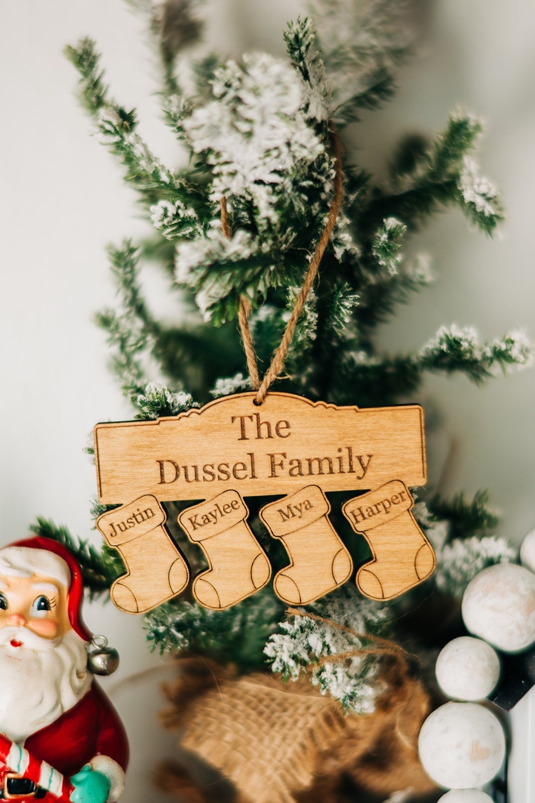 Family Stocking Ornament - Christmas Family Ornament 2020 - Engraved Wood Christmas Ornament 2020