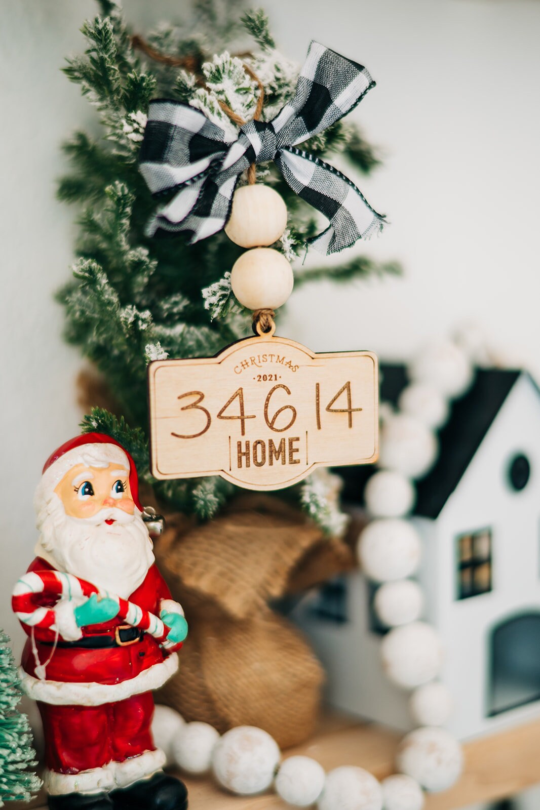 Zip Code Ornament - Custom Zipcode Ornament - Christmas Ornaments 2022 - Buffalo Plaid Ornament - Zip Code Decor - Zip Code 2022 Ornament