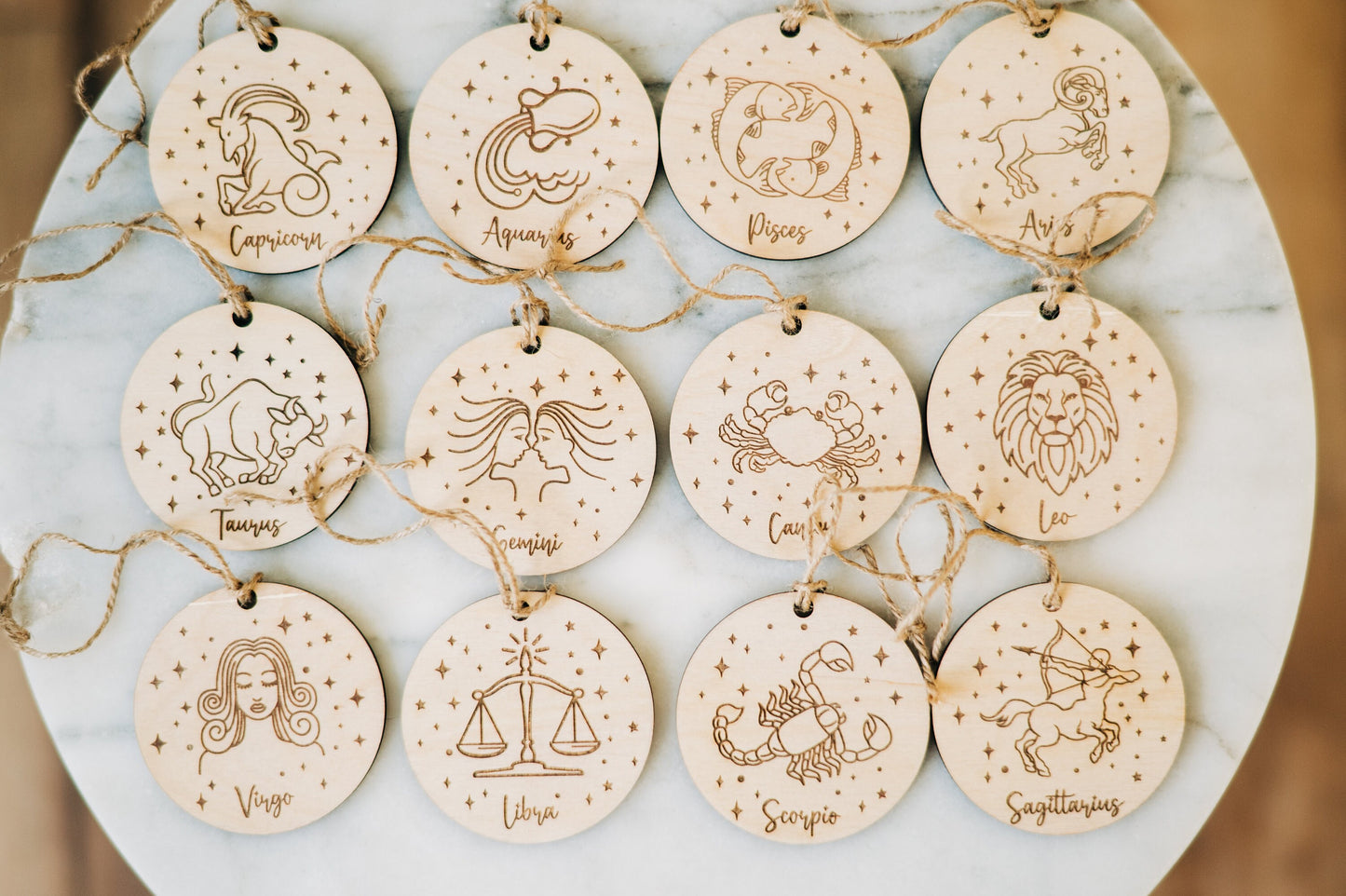 Astrology Ornaments - Astrology Gifts - Natural Wooden Astrology Ornaments - Ornaments for Astrology Lover - Mystical Gifts - Witchy Gifts