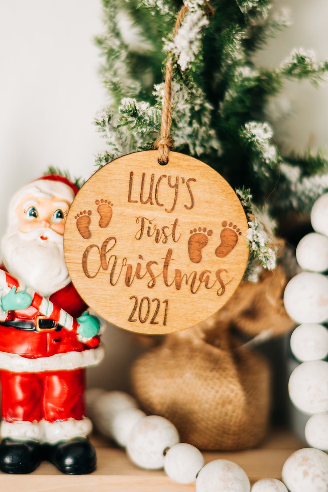 Baby's First Christmas Ornament - Laser Engraved Wood Ornament - Personalized First Christmas Ornament