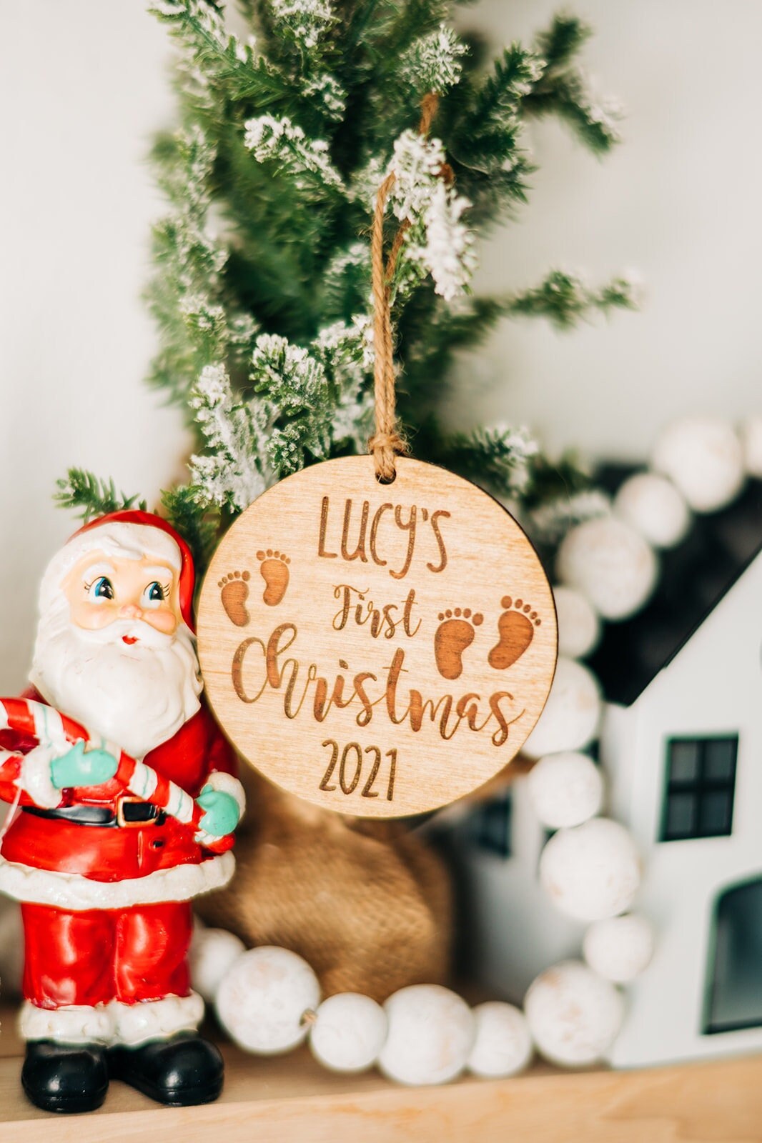 Baby's First Christmas Ornament - Laser Engraved Wood Ornament - Personalized First Christmas Ornament
