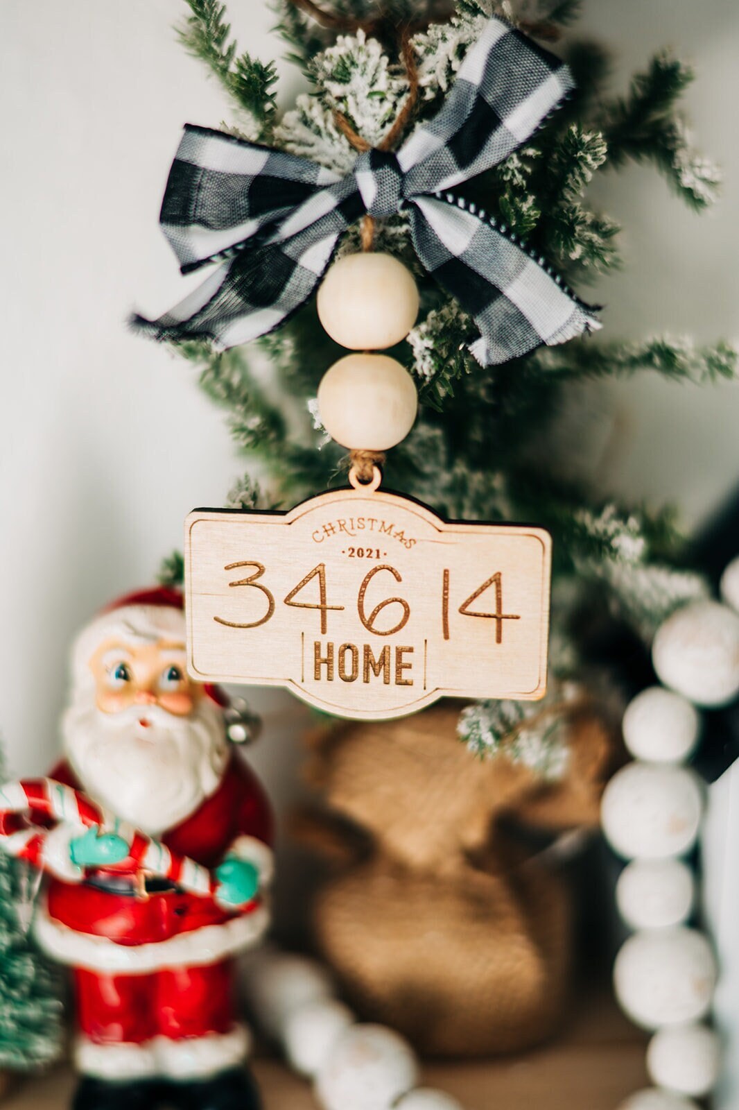 Zip Code Ornament - Custom Zipcode Ornament - Christmas Ornaments 2022 - Buffalo Plaid Ornament - Zip Code Decor - Zip Code 2022 Ornament