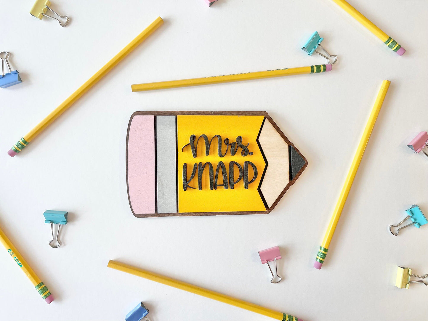 Personalized Desktop Teacher Pencil Sign - Mini Pencil Sign for Teachers - Gifts for Teachers - Teacher Desk Sign Personalized - TeacherGift