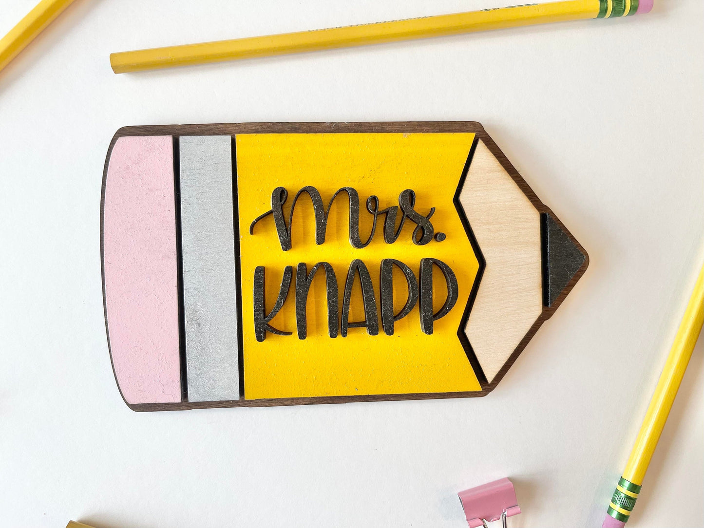 Personalized Desktop Teacher Pencil Sign - Mini Pencil Sign for Teachers - Gifts for Teachers - Teacher Desk Sign Personalized - TeacherGift