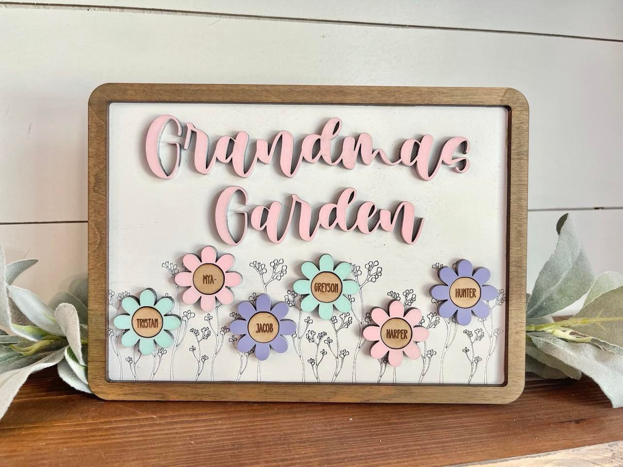 Grandmas Garden - Personalized Flower Sign for Grandma, Nana, Mimi - Floral Grandma Sign - Mothers day Gift for Grandma - Gifts for Her