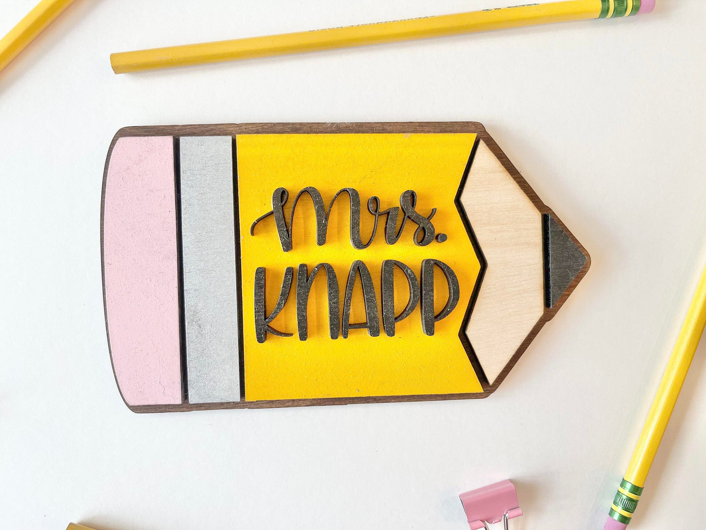 Personalized Desktop Teacher Pencil Sign - Mini Pencil Sign for Teachers - Gifts for Teachers - Teacher Desk Sign Personalized - TeacherGift