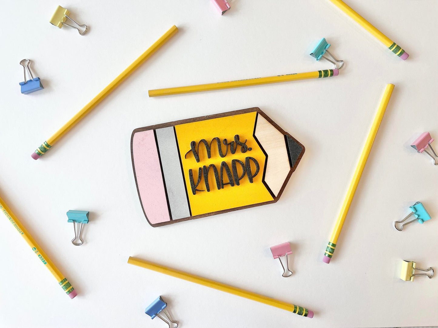 Personalized Desktop Teacher Pencil Sign - Mini Pencil Sign for Teachers - Gifts for Teachers - Teacher Desk Sign Personalized - TeacherGift