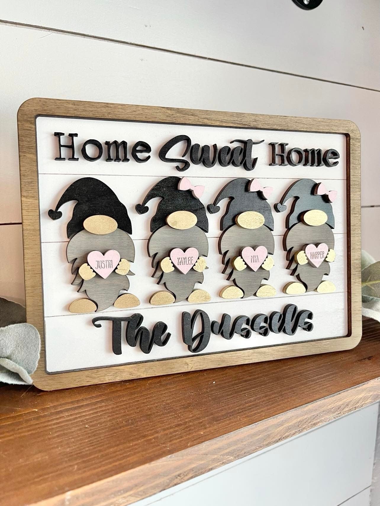 Gnome Sweet Gnome - Personalized Family Sign - Gnome Decor - Gnome Family - Gnome Signs Personalized - Personalized Family Gnome Decor