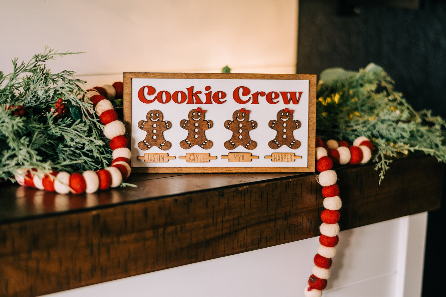 Gingerbread Family 3D Farmhouse Sign - Cookie Crew -Gingerbread Sign Decor Personalized Gingerbread People - Gingerbread Farmhouse -