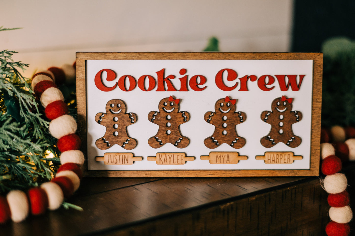Gingerbread Family 3D Farmhouse Sign - Cookie Crew -Gingerbread Sign Decor Personalized Gingerbread People - Gingerbread Farmhouse -