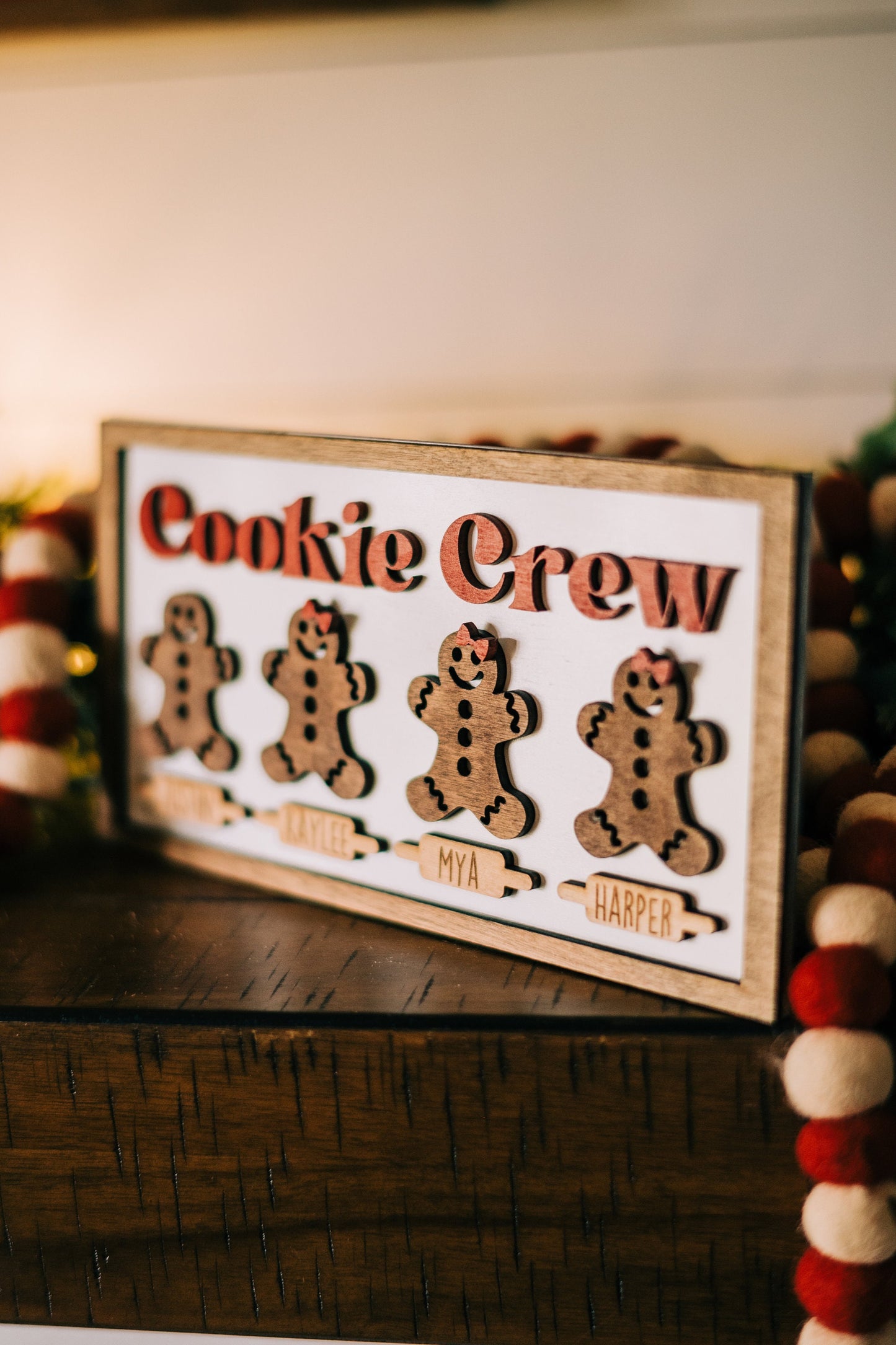 Gingerbread Family 3D Farmhouse Sign - Cookie Crew -Gingerbread Sign Decor Personalized Gingerbread People - Gingerbread Farmhouse -