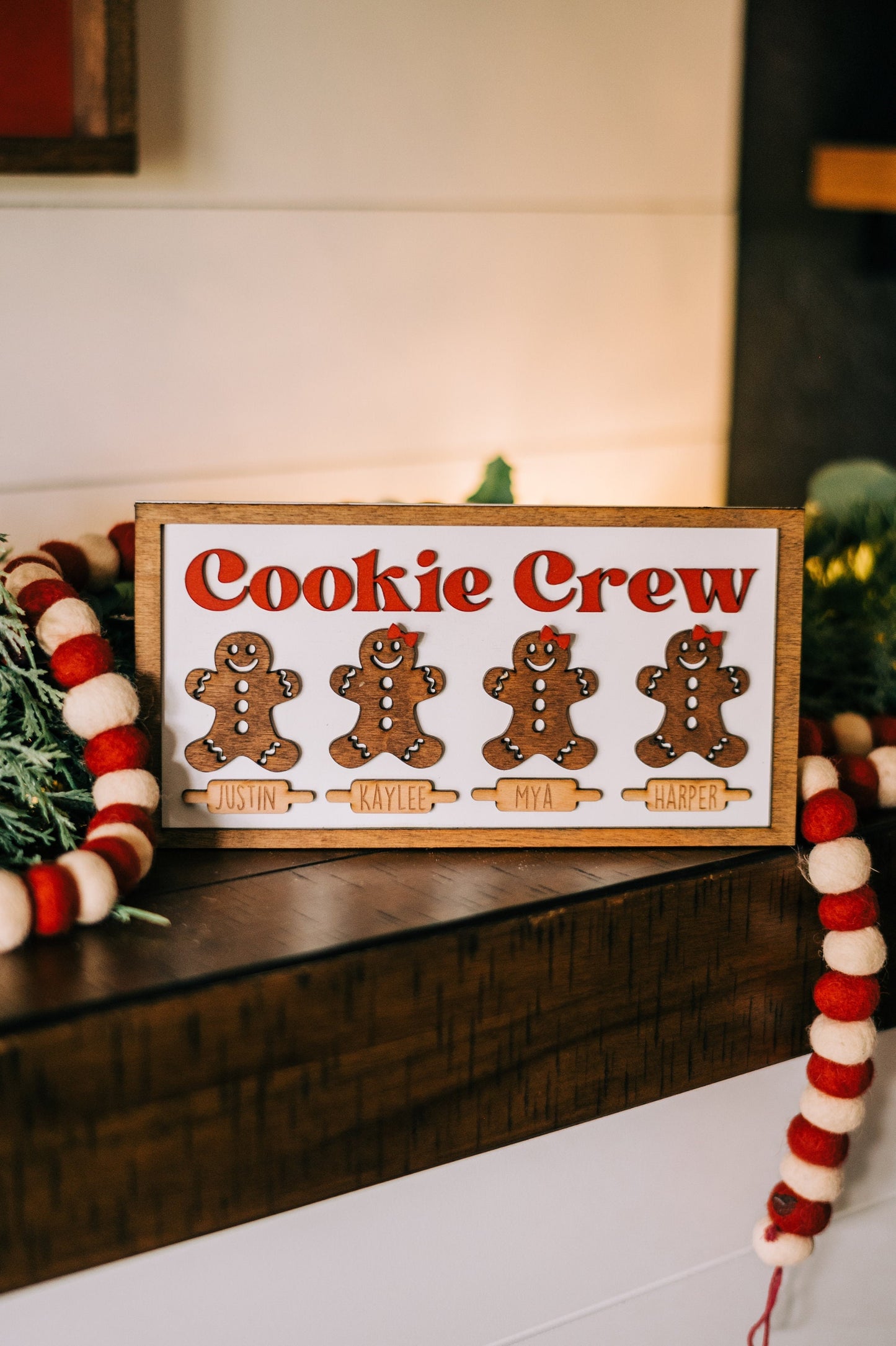 Gingerbread Family 3D Farmhouse Sign - Cookie Crew -Gingerbread Sign Decor Personalized Gingerbread People - Gingerbread Farmhouse -