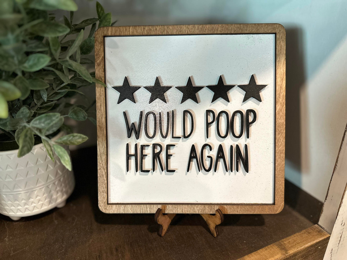Would Poop Here Again - Funny Bathroom Sign - 5 Stars would poop here again - Funny Bathroom Decor - Funny Bathroom Signs - Funny Signs