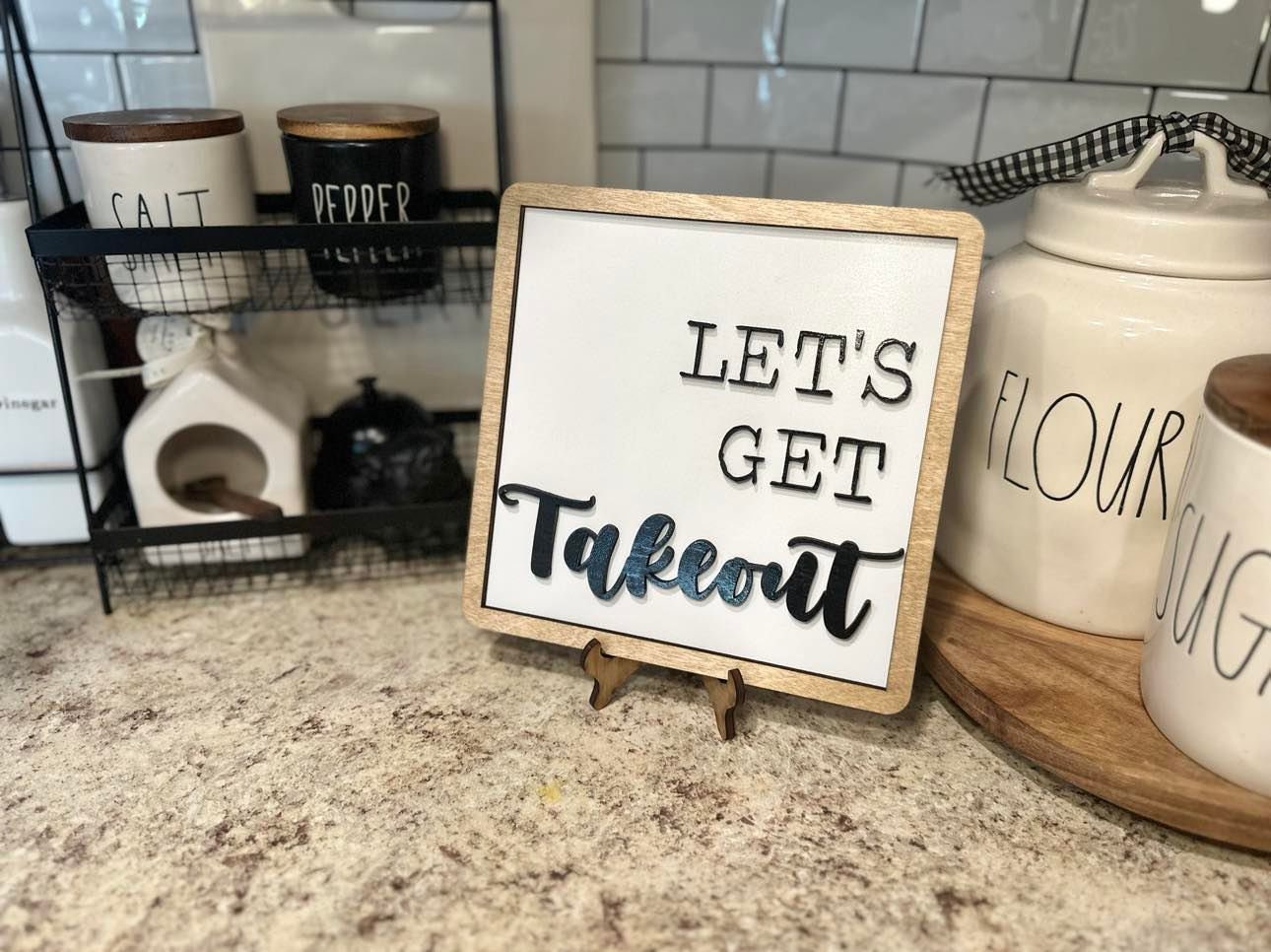Funny Kitchen Signs, Housewarming Gift, Secret Santa Gift, Lets get Takeout Sign