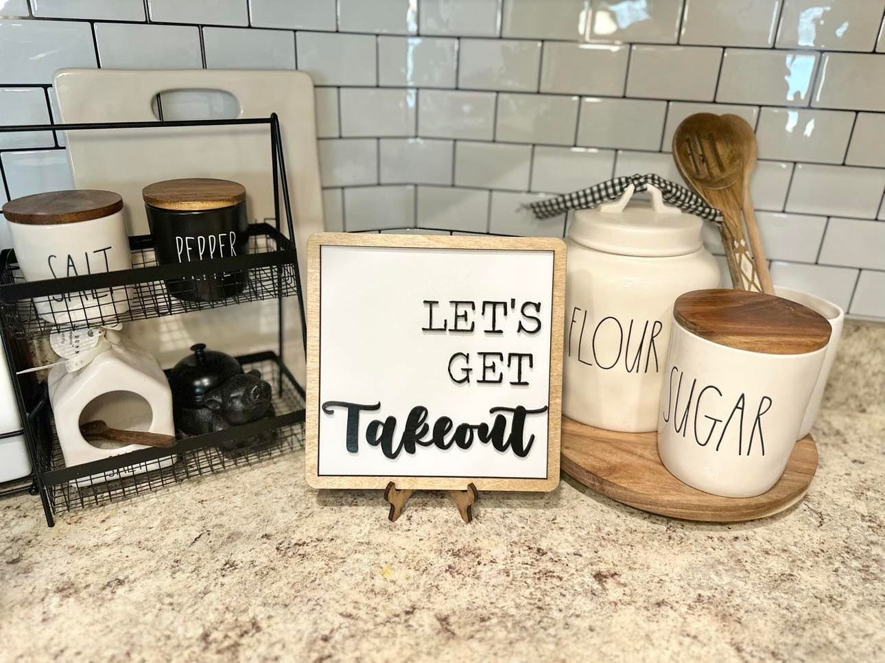 Funny Kitchen Signs, Housewarming Gift, Secret Santa Gift, Lets get Takeout Sign
