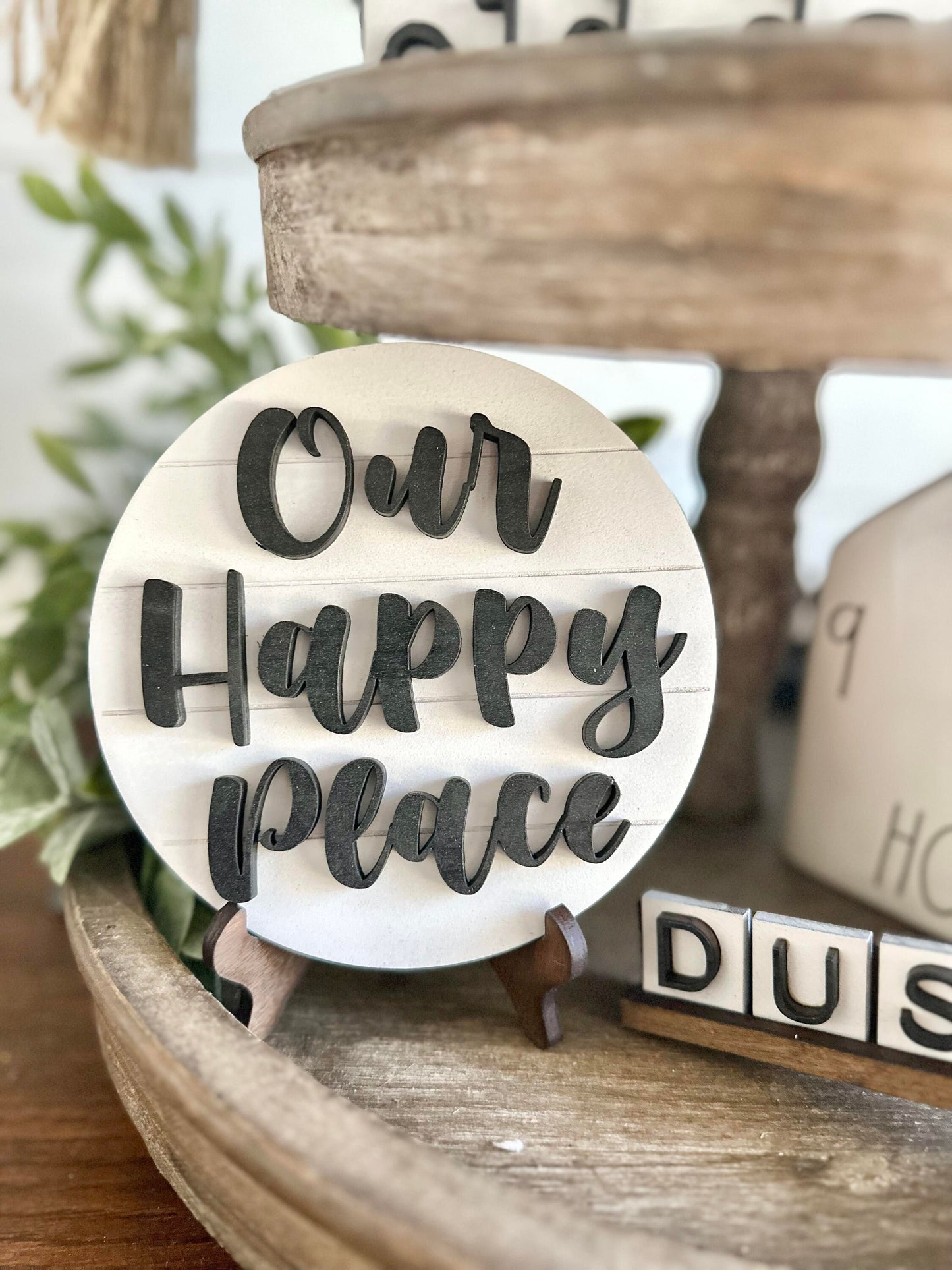 Family Farmhouse Tiered Tray - These are the good old days signs - 4 piece tiered tray bundle - our happy place signs - last name scrabble