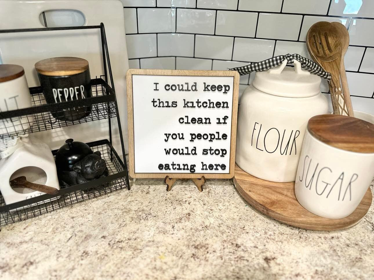 Funny Kitchen Farmhouse Signs - I could keep this kitchen clean if you people would stop eating here - Funny Kitchen Decor -Funny Sign Decor