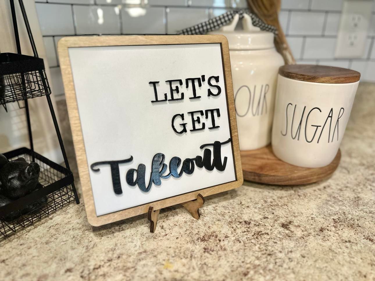 Funny Kitchen Signs, Housewarming Gift, Secret Santa Gift, Lets get Takeout Sign