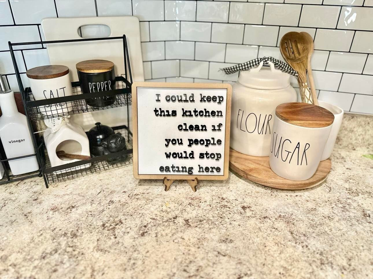 Funny Kitchen Farmhouse Signs - I could keep this kitchen clean if you people would stop eating here - Funny Kitchen Decor -Funny Sign Decor