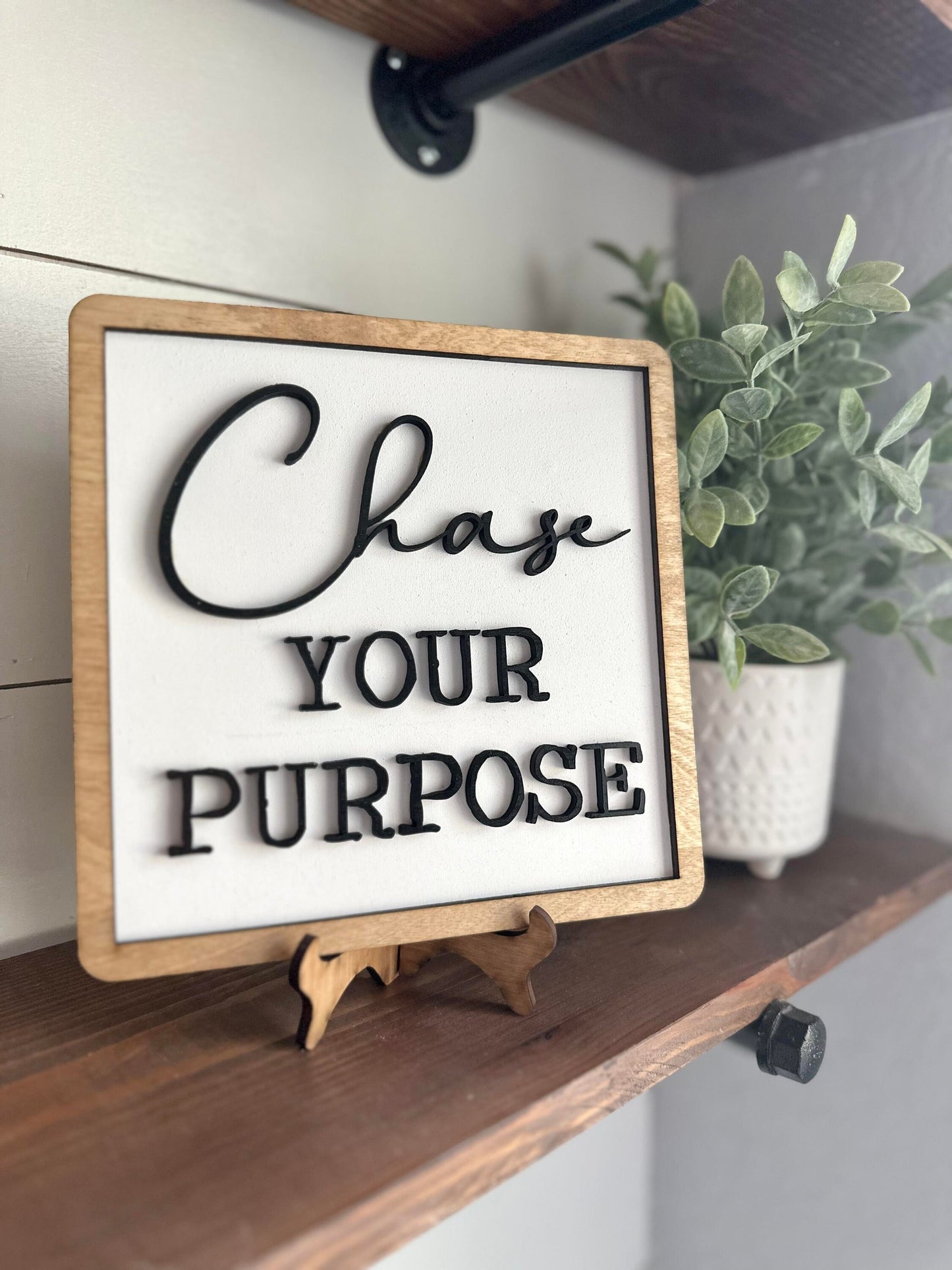 Chase your purpose - Inspirational Framed Sign - Inspirational Signs for Office or Home - Motivational Farmhouse Signs for Shelf or Wall