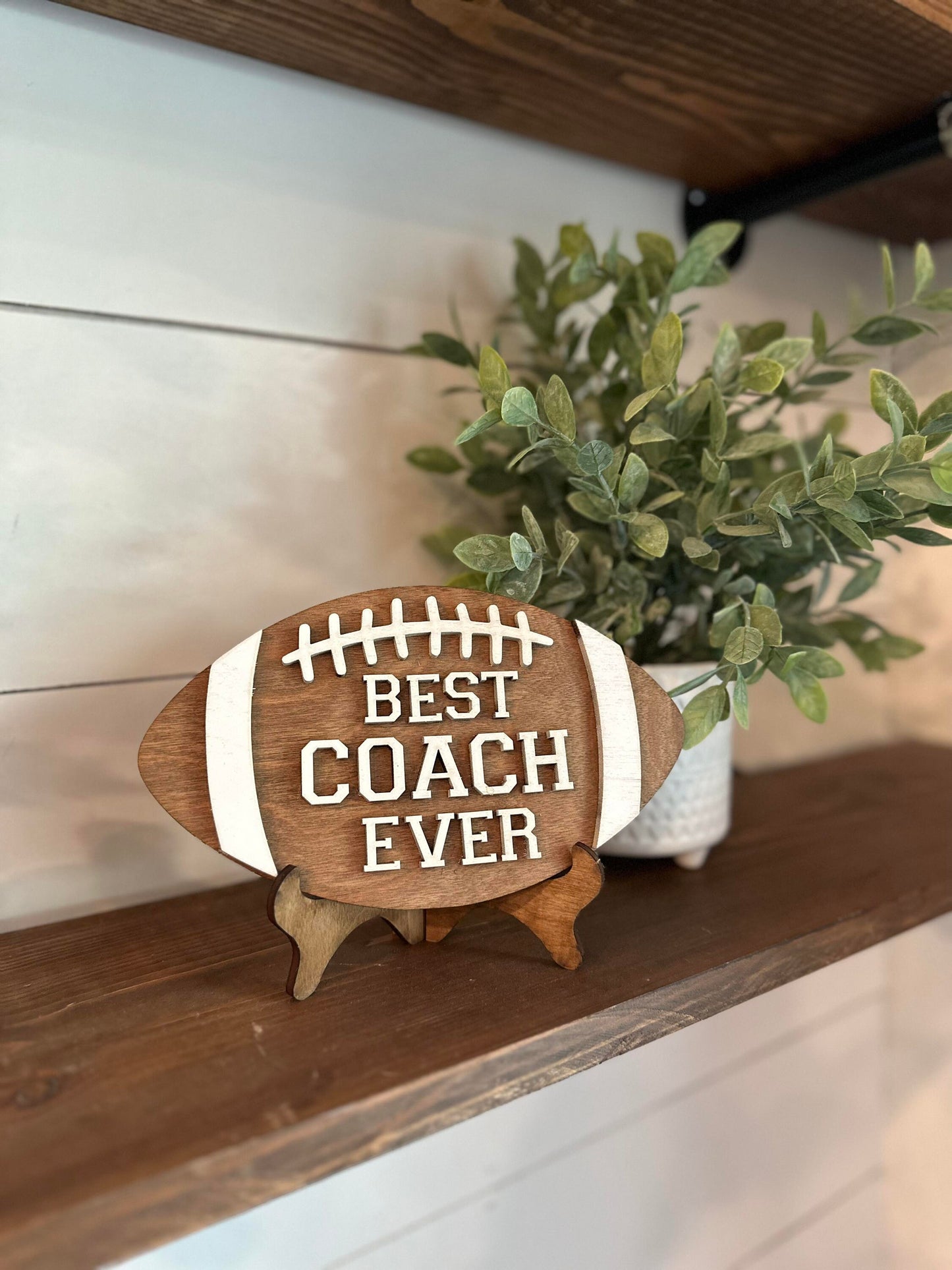 Best Coach Ever Desktop Football Coach Sign - Gifts for Football Coach - PE Coach Gift Personalized - Gifts for Coaches - Football Coach
