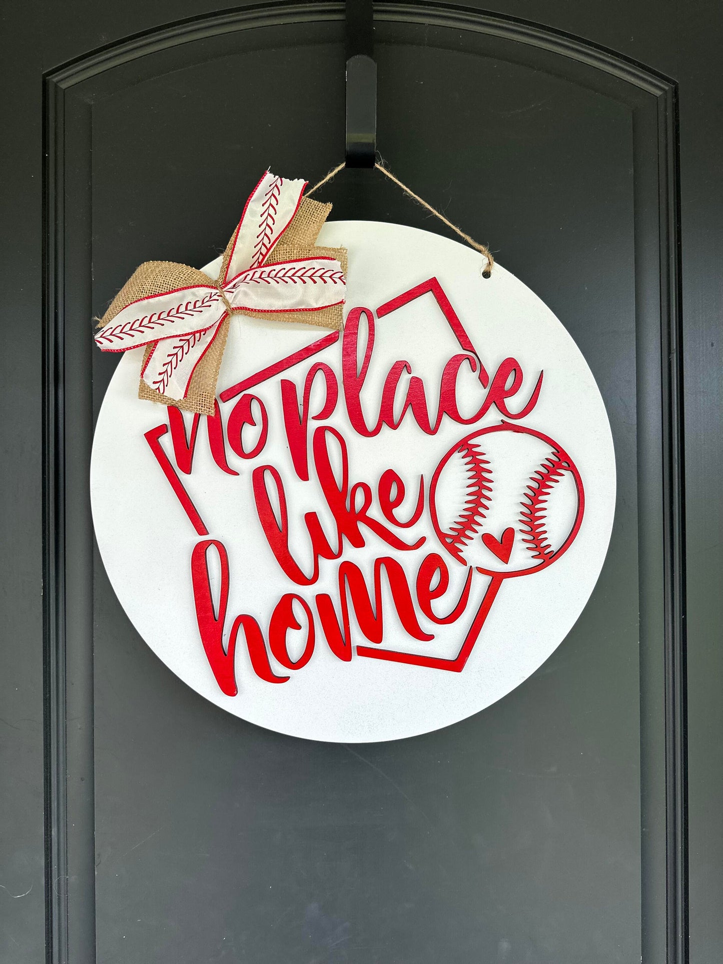 No place like Home Baseball Door Hanger - Baseball Front Door Sign - Baseball Signs - Baseball Wreath - Baseball Home Decor