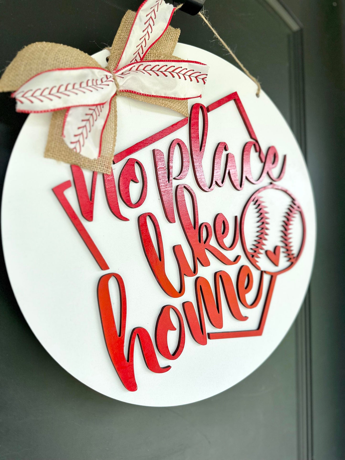 No place like Home Baseball Door Hanger - Baseball Front Door Sign - Baseball Signs - Baseball Wreath - Baseball Home Decor