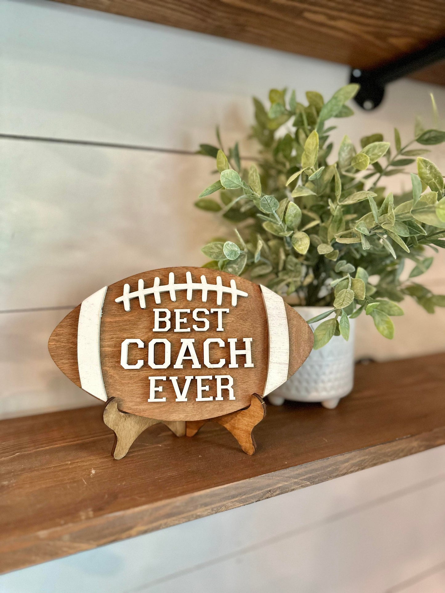 Best Coach Ever Desktop Football Coach Sign - Gifts for Football Coach - PE Coach Gift Personalized - Gifts for Coaches - Football Coach