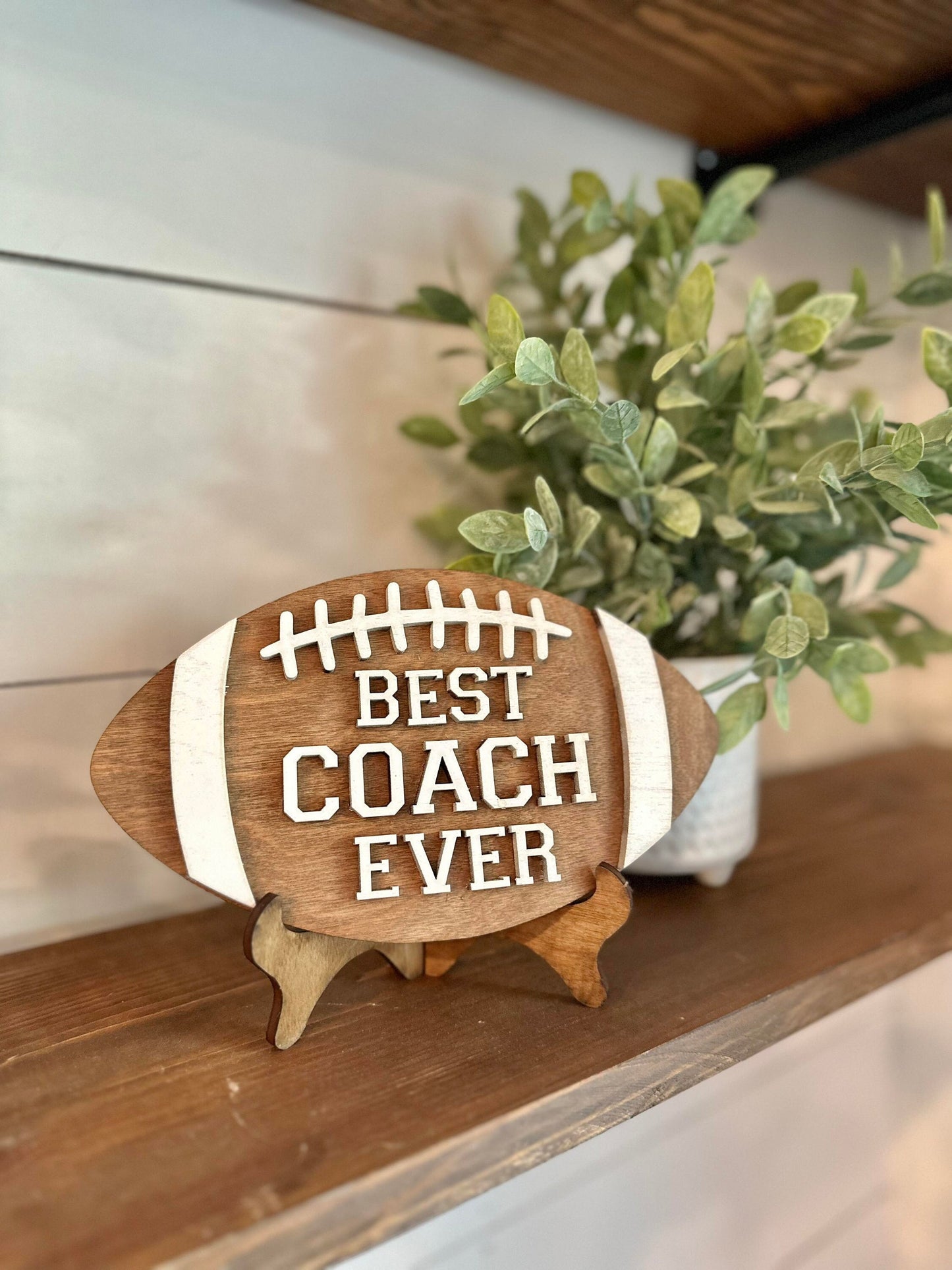 Best Coach Ever Desktop Football Coach Sign - Gifts for Football Coach - PE Coach Gift Personalized - Gifts for Coaches - Football Coach